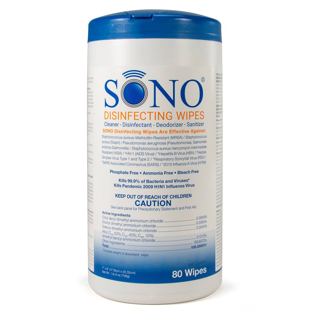 SONO4032 SONO® Healthcare USA made disinfectant surface wipes in 80 count canister